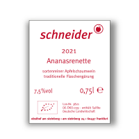 2021 Ananasrenette Schaumwein brut - Etikett hinten